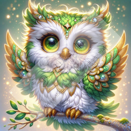Diamond Painting Bild „Smaragd Glitter Owl“