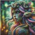 Snake Woman Pixel 80x80 cm