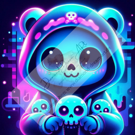 Diamond Painting Bild „Teddy skeleton in blue“