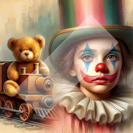 Diamond Painting Bild „Teddy vs. Clown“