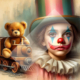 Diamond Painting Bild „Teddy vs. Clown“
