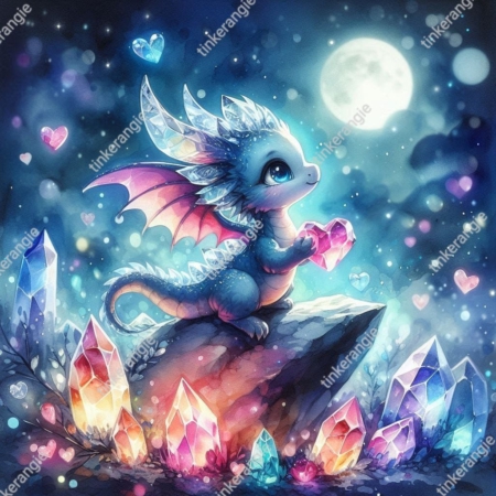 Diamond Painting Bild „The Dragon of Crystal Hearts“