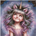 Unicorn Girl with Glitter 60x60 cm 96 Farben