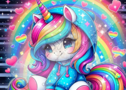 Diamond Painting Bild „Unicorn Rainbow Girl“
