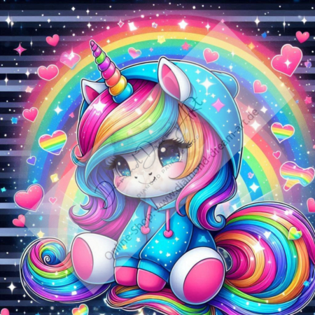 Diamond Painting Bild „Unicorn Rainbow Girl“
