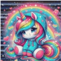 Unicorn Rainbow Girl Pixel 50x50 cm 100 Farben