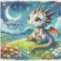 Watercolor dragon 60x60 cm 50 Farben