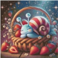 Strawberry Basket Snail Pixel 40x40 45Farben