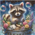 cute raccoon 80x80 cm 180 Farben