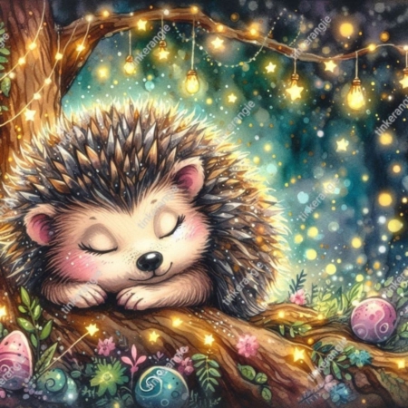 Diamond Painting Bild „Hedgehogs in light“
