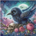 raven of the skull 80x80 cm 180 Farben