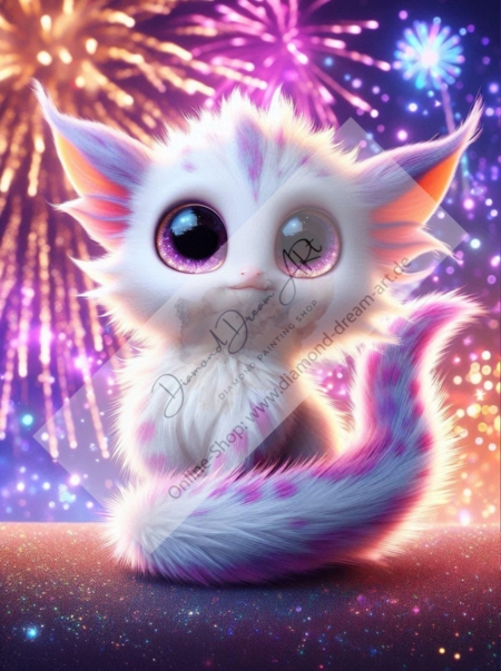 Diamond Painting Bild „Strange Kitten Happy New Year 2025“