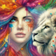 Diamond Painting Bild „the Woman with the Lion“