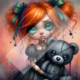 Diamond Painting Bild „The dark Teddy with Doll“
